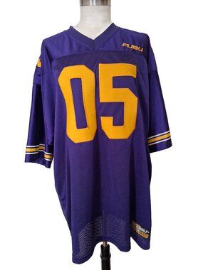 FUBU Purple & Yellow Mesh Football Style Jersey Y2K XL